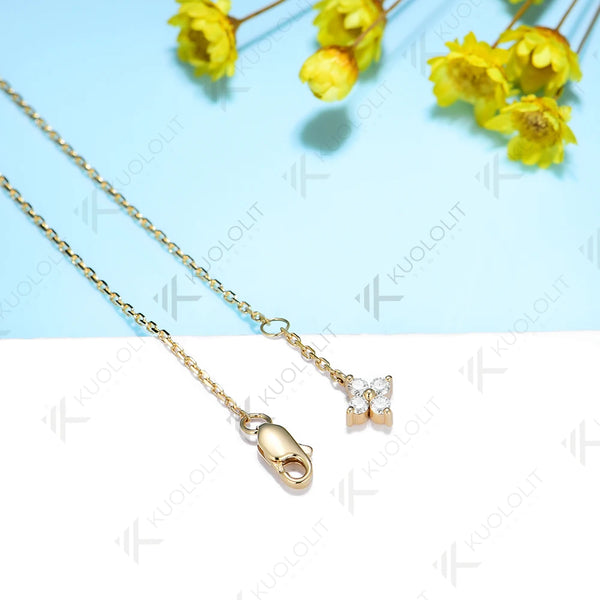 Kuololit Moissanite Bracelets for Women 585 18K 10K  Adjustable Chains Marquise Butterfly Charm for Engagement Christmas Classic