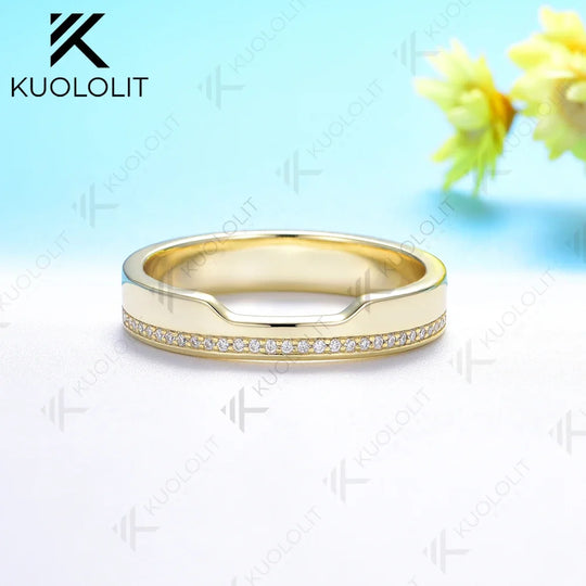 Kuololit 0.13CTW Lab Grown Diamond Band for Women Solid 18K 14K 10K Gold D VS1 Diamond Ring for Anniversary Engagement Gifts