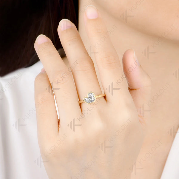 Kuololit 1.5CT Duck Moissanite Ring for Women Solid 14K 10K Yellow Gold Animal Unique Cut Engagement for Christmas Gifts Party