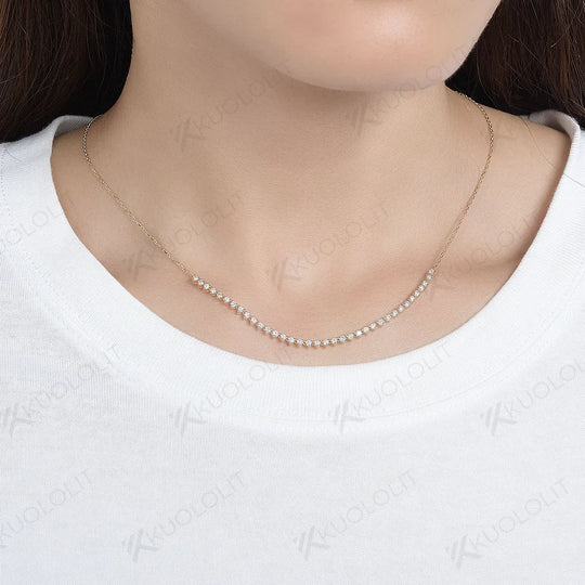 Kuololit 0.9CTW Lab Grown Diamond DVS1 Necklaces for Women Men Solid 585 14K 10K Yellow Gold Round for Anniversary Christmas