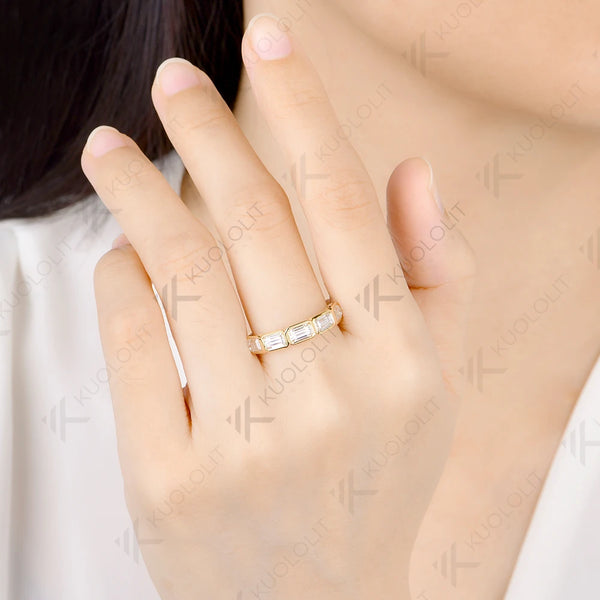 Kuololit 2.5CTW Lab Grown Diamonds Ring for Women Men Solid 14K 10K Yellow Gold Emerald Wedding Band for Christmas Engagement