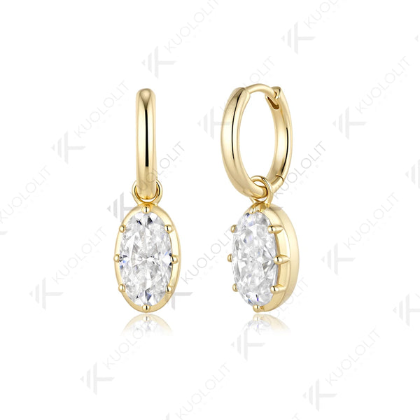 Kuololit 5CTW Oval Cut Moissanite Custom Hoop Earrings for Women Solid 14K10K 585 Gold Earrings for Engagement Wedding Christmas