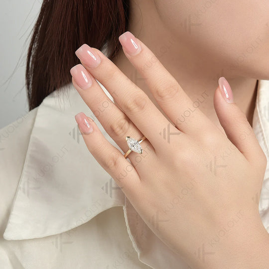 Kuololit IGI 2CT Lab Grown Diamond Engagement Ring for Women Solid 14K 10K 585 Gold Diamond European Shank Band for Christmas