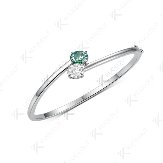 Kuololit 3CTW Cyan Moissanite Bangle for Women Solid 10K Yellow Gold Bracelet Oval Bangle for Engagement Trendy Christams Gift