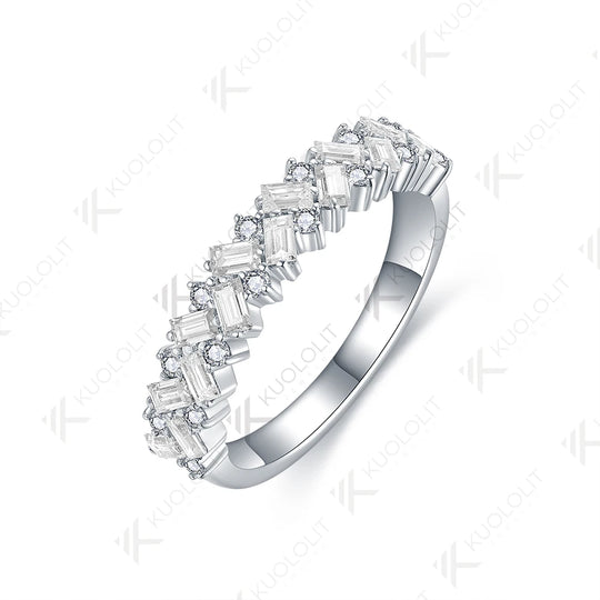 Kuololit Moissante Band for Men Women Solid 18K 14K 10K Gold Ring for Anniversary Engagement Gifts Party Wedding Christmas