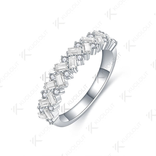 Kuololit Moissante Band for Men Women Solid 18K 14K 10K Gold Ring for Anniversary Engagement Gifts Party Wedding Christmas