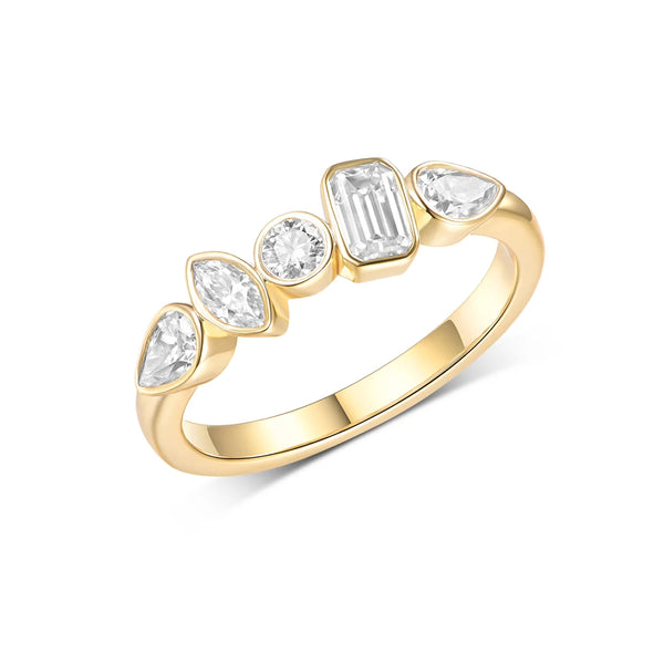 Kuololit 1.4CTW Moissanite Custom Set Ring for Women Solid 14K 10K 585 Yellow Gold Eternity Half Band for Christmas Gifts Party