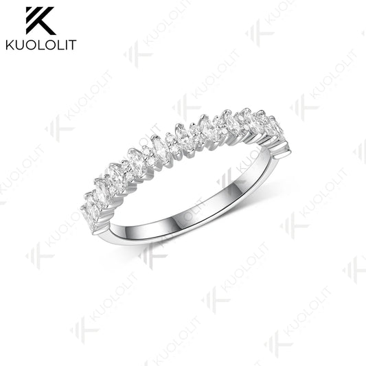 Kuololit 0.8CTW Lab Grown Diamonds Marquise Ring for Women Solid 14K10K 585 White Gold Engagement Ring for Christmas Gifts Party