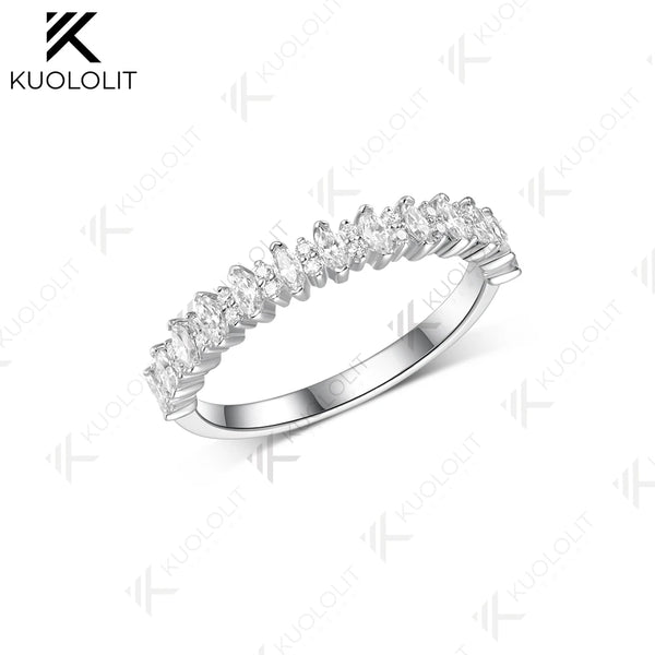 Kuololit 0.8CTW Lab Grown Diamonds Marquise Ring for Women Solid 14K10K 585 White Gold Engagement Ring for Christmas Gifts Party
