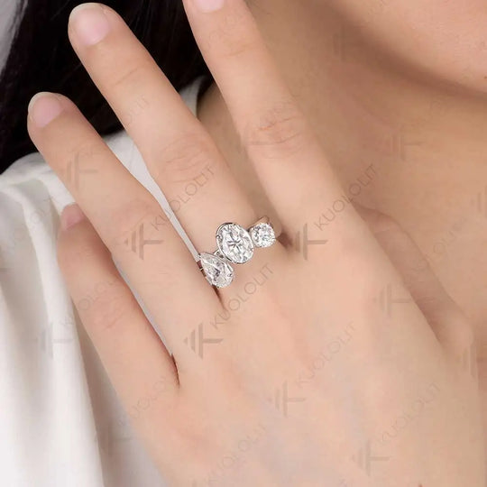 Kuololit 6.5CTW Moissanite DVVS1 Rings for Women Soild 14K 585 Gold Set Rings for Engagement Anniversary Christmas Party Gifts