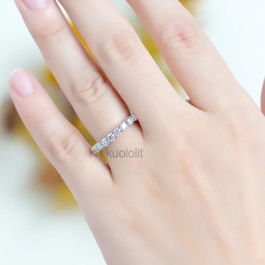 Kuololit 2.2CT Round Moissanite Full Eternity Matching Wedding Band for Engagement