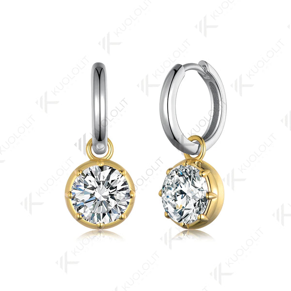 Kuololit 4CTW Round Cut Moissanite Hoop Earrings for Women Solid 18K 14K 10K Gold Earrings for Anniversary Engagement Gifts