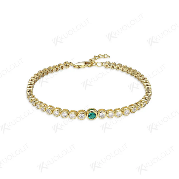 Kuololit Lab Grown Emerald Moissanite Graduated Bracelet for Women Men 585 14K 10K Adjustable for Engagement Wedding Christmas