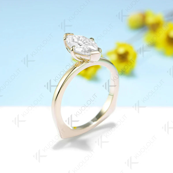 Kuololit IGI 2CT Lab Grown Diamond Engagement Ring for Women Solid 14K 10K 585 Gold Diamond European Shank Band for Christmas