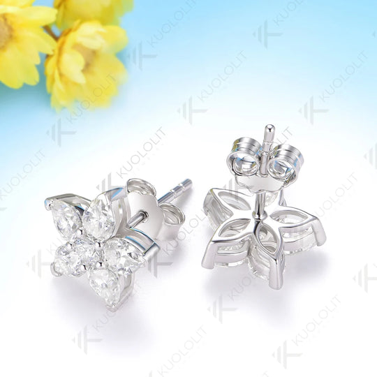 Kuololit 3.1CTW Moissanite Stud Earrings for Women Solid 14K 10K 585 Gold Star Earrings for Christmas Gifts Party Anniversary