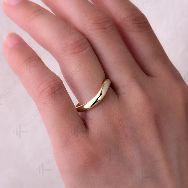 Kuololit V Band Rings for Women Men Solid 18K 14K 10K Gold 925 Silver Ring for Wedding Anniversary Engagement Party Classic Gift