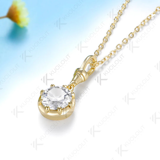 Kuololit 2CT IGI Lab Grown Diamonds Custom Necklace for Women Solid 585 14K 10K Yellow Gold Necklace for Christmas Gifts Party