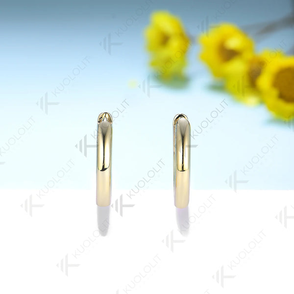 Kuololit Hoop Earrings R for Women Solid 18K 14K 10K Gold Earrings for Anniversary Engagement Gifts Party Christmas Classic