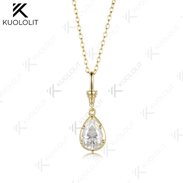 Kuololit 2CT IGI Lab Grown Diamonds Custom Necklace for Women Solid 585 14K 10K Yellow Gold Necklace for Christmas Gifts Party