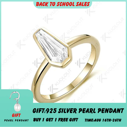 Kuololit 1,3 Karat Moissanit-Ring im Sargschliff für Damen, massives 18K, 14K, 10K oder 585 Gelbgold – ideales Geschenk zu Weihnachten, Jahrestag oder zur Verlobung 