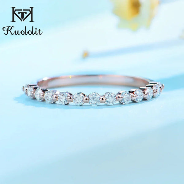 Kuololit Moissanit-Ring, 585er Sterlingsilber, 14K, 10K, 18K Roségold, Halb-Ewigkeitsring mit Blasenmuster für Damen, Schmuck, Verlobungsring mit Diamanten 