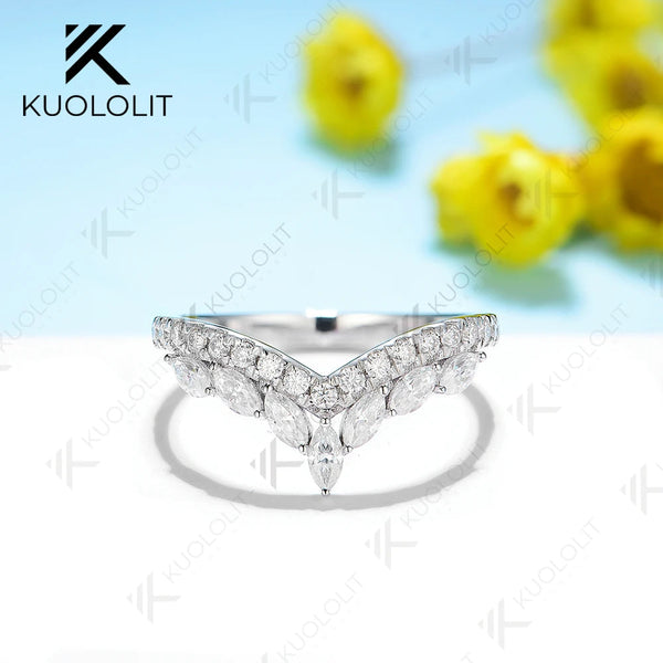 Kuololit Moissanit-Ringe für Damen und Herren, massives 14K/10K/585 Silber/Weißgold, Kronenring-Design, perfekt für Hochzeit, Jahrestag oder Weihnachten 
