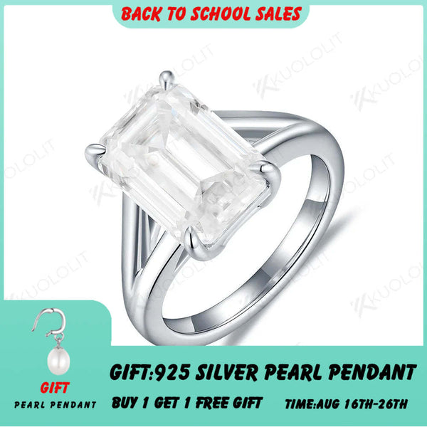 Kuololit 4-Karat-Moissanit-Ring für Damen, massiv, 14K, 10K, 585, PT950 Gold, Silber, Gelbgold, Smaragd, für Verlobung, Hochzeit, Weihnachten 