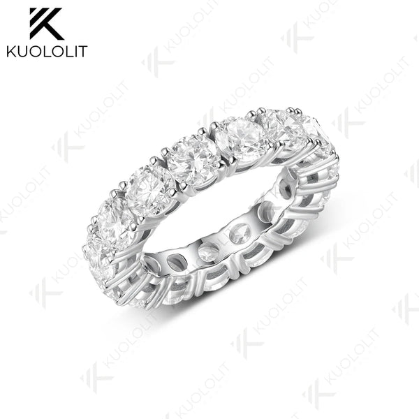 Kuololit 7CTW Lab Grown Diamonds Custom Wedding Band Ring for Women Solid 14K 10K 585 White Gold Eternity Full Band for Christmas Gifts