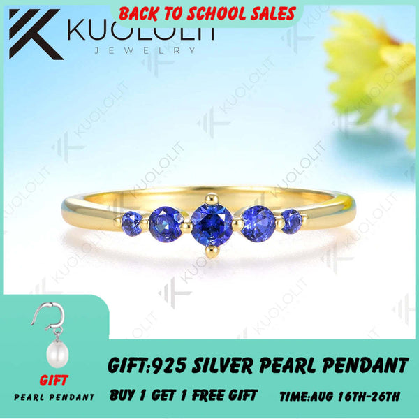 Kuololit 0,27 Karat Labor-Saphir-Ring für Damen und Herren, massiver 10K/14K Gelbgold-Verlobungsring, ideales Weihnachtsgeschenk oder Party-Geschenk 