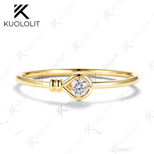 Kuololit 2CT Round Mossanite Bangle for Women Solid 10K 14K 585 Yellow Gold Bracelet for Engagement Trendy Christmas Gifts Party