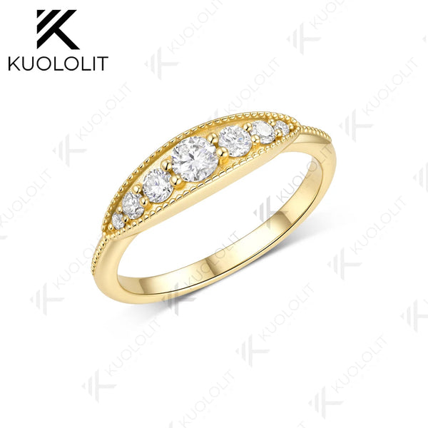 Kuololit 0.32CTW Lab Grown Diamonds Ring Band for Women Solid 14K10K Gold Wedding Band Ring for Engagement Gift Anniversary Christmas