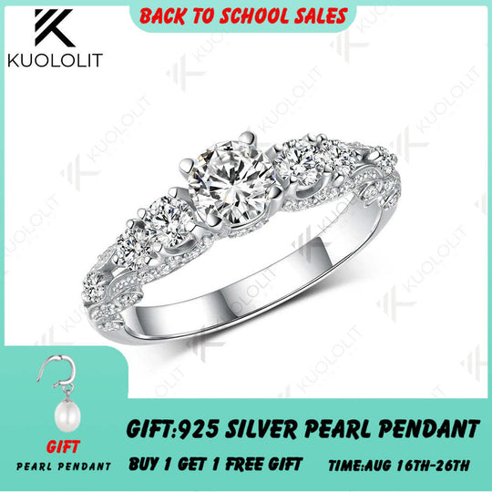 Kuololit 0.5CT Lab Grown Diamonds Ring for Women D VS1 for Women Solid 18K 14k 10K 585 White Gold for Engagement Christmas Gifts