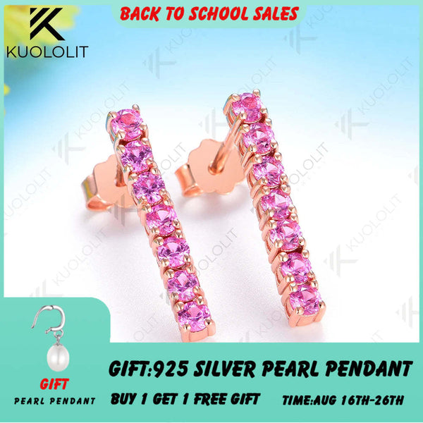 Kuololit 0.63CTW Lab Grown Pink Sapphire Custom Stud Earrings for Women Solid 14K10K 585 Yellow Gold Stud Earrings for Christmas