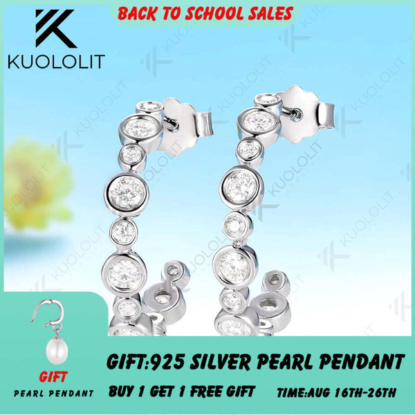 Kuololit 0.81CTW Moissantie Custom Stud Earrings for Women Solid 14K 10K 585 White Gold Diamonds Earrings for Christmas Gifts