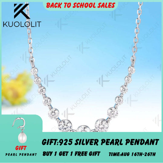 Kuololit 1.3CTW Moissanite Necklace for Women Men Solid 585 14K 10K Yellow Gold Round Bezel Set  for Anniversary Christmas Gifts