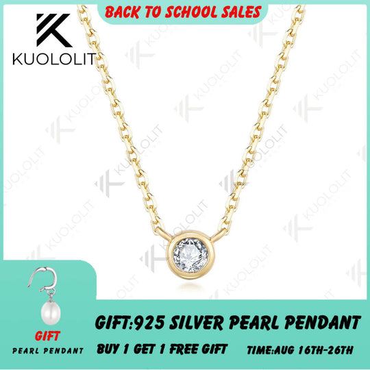 Kuololit Halskette mit im Labor gezüchteten Diamanten, 585 14K 10K Massivgold 925 Silber, runder Anhänger für Damen, ideal für Hochzeit, Verlobung und Weihnachten 