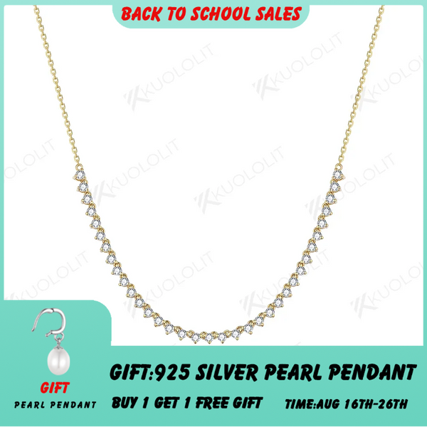 Kuololit 0.9CTW Lab Grown Diamond DVS1 Necklaces for Women Men Solid 585 14K 10K Yellow Gold Round for Anniversary Christmas