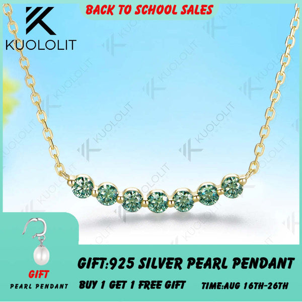 Kuololit 0.7CTW Cyan Moissanite Custom Necklace for Women Men Solid Gold 14K 10K Gold 925 Silver for Engagement Christmas Gifts