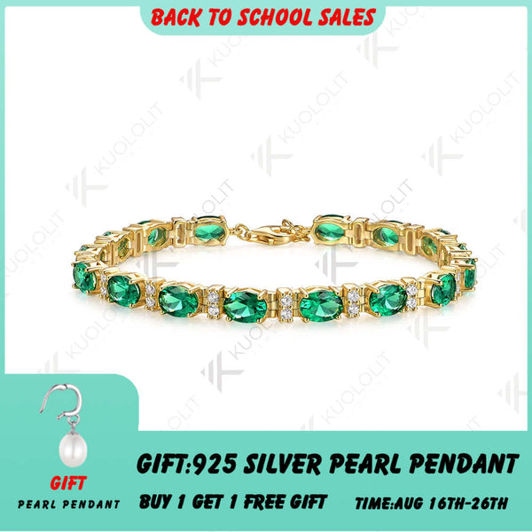 Kuololit 16CTW Lab Grown Diamonds Emerald Bracelets for Women Men 585 14K 10K Adjustable Chains for Engagement Wedding Christmas