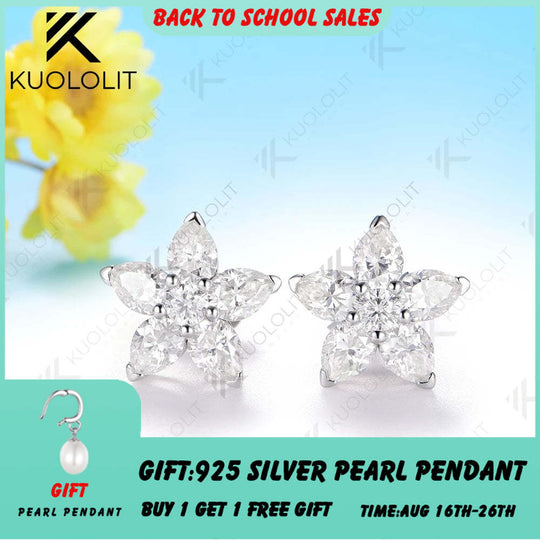 Kuololit 3.1CTW Moissanite Stud Earrings for Women Solid 14K 10K 585 Gold Star Earrings for Christmas Gifts Party Anniversary