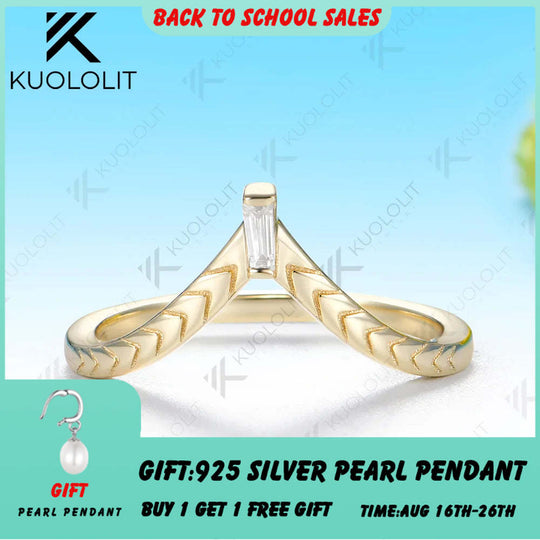 Kuololit Moissanite Custom Ring for Women Solid 14K 10K 585 Yellow Gold Trapezoid Cut Match Wedding Band for Christmas Gifts