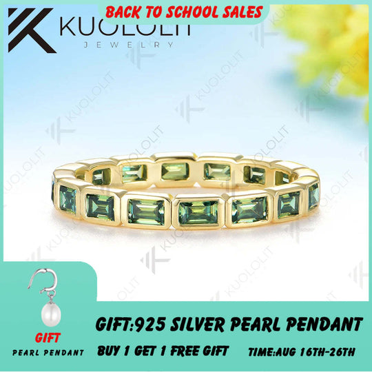 Kuololit 2.4CTW Cyan Moissanite Ring for Women Solid 14K 10K 585 Yellow Gold Wedding Band Ring for Christmas Gifts Engagement