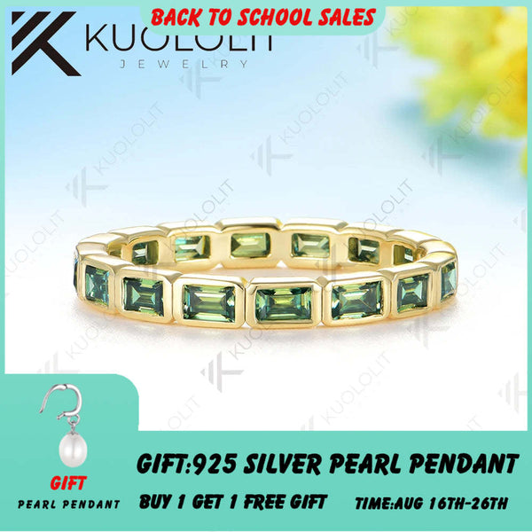 Kuololit 2.4CTW Cyan Moissanite Ring for Women Solid 14K 10K 585 Yellow Gold Wedding Band Ring for Christmas Gifts Engagement