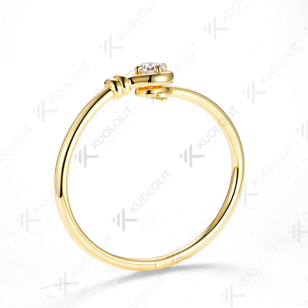 Kuololit 2CT Round Mossanite Bangle for Women Solid 10K 14K 585 Yellow Gold Bracelet for Engagement Trendy Christmas Gifts Party