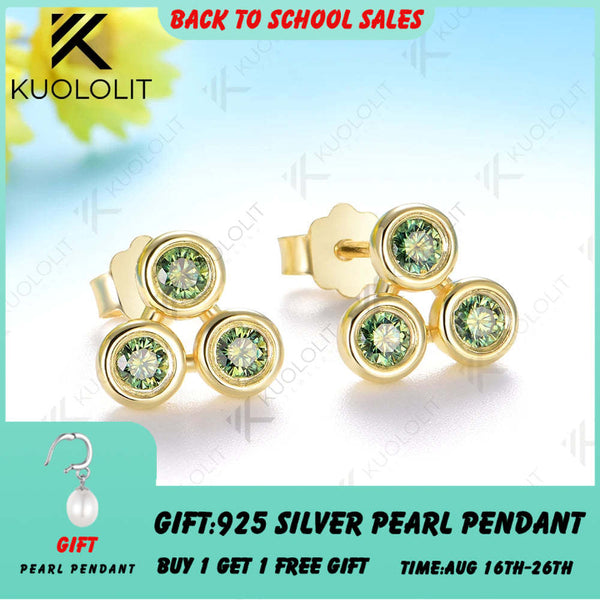 Kuololit 0.48CTW Moissanite Custom Stud Earrings for Women Solid 10K 14K 585 White Gold Stud Earrings for Classic Christmas Gift