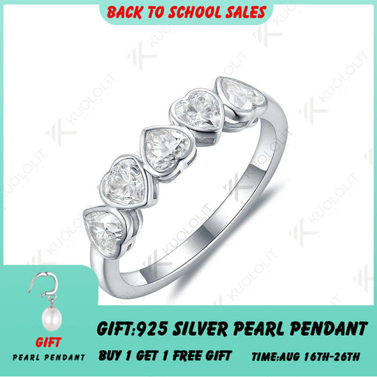 Kuololit 1,5 Karat Labor-Diamant-Herzschliff-Ring für Damen, massives 10K, 14K, 18K Gold, 925 Silber, Weißgold, ideal als Hochzeits- oder Weihnachtsgeschenk 