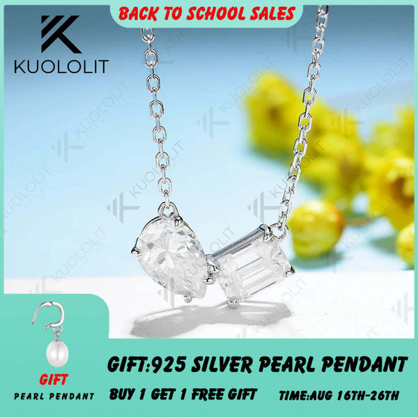 Kuololit 2.5ctw Moissanite Necklace for Women Solid 10K 14K 18K 925 Sliver Classic Pendant with Chain for Engagement Christmas