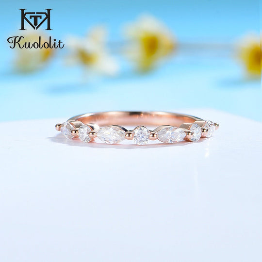 Kuololit Bubble Ring 14K 10K 585 Roségold für Damen, Marquise-Moissanit-Ring, passender Verlobungsring für Partys 