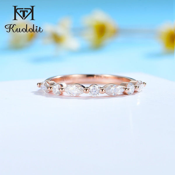 Kuololit Bubble Ring 14K 10K 585 Roségold für Damen, Marquise-Moissanit-Ring, passender Verlobungsring für Partys 