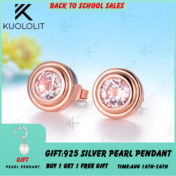 Kuololit 2CTW Lab Grown Pink Sapphire Custom Stud Earrings for Women Solid 14K 10K 585 Yellow Gold for Christmas Gifts Party
